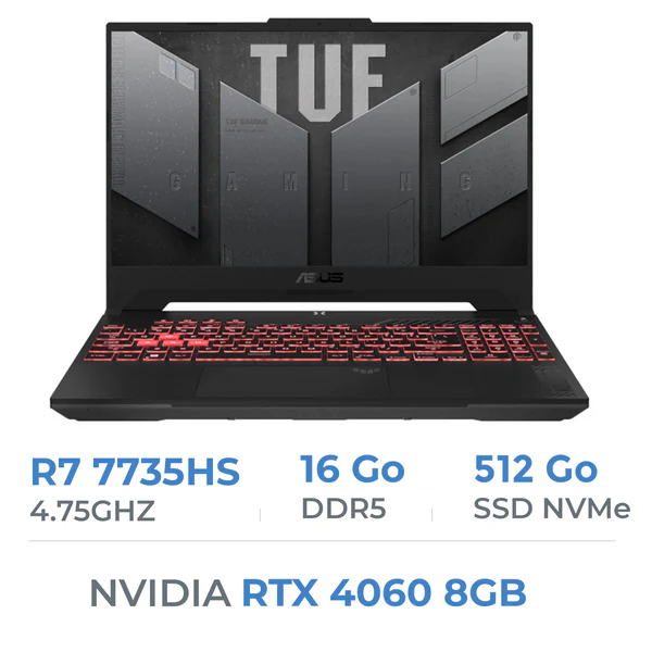 ASUS TUF GAMING A15 FA507NV-LP031W AMD Ryzen R7 7735HS/16GB/512GB SSD/RTX4060 8GB/15.6'' 144Hz